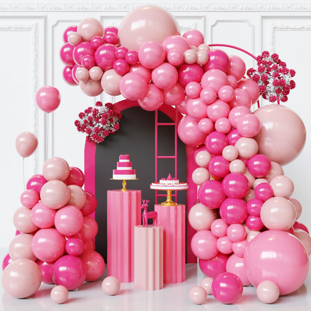 FQZYLCH pink balloons arch kit assembly showcases a dreamy wedding backdrop with easy setup.