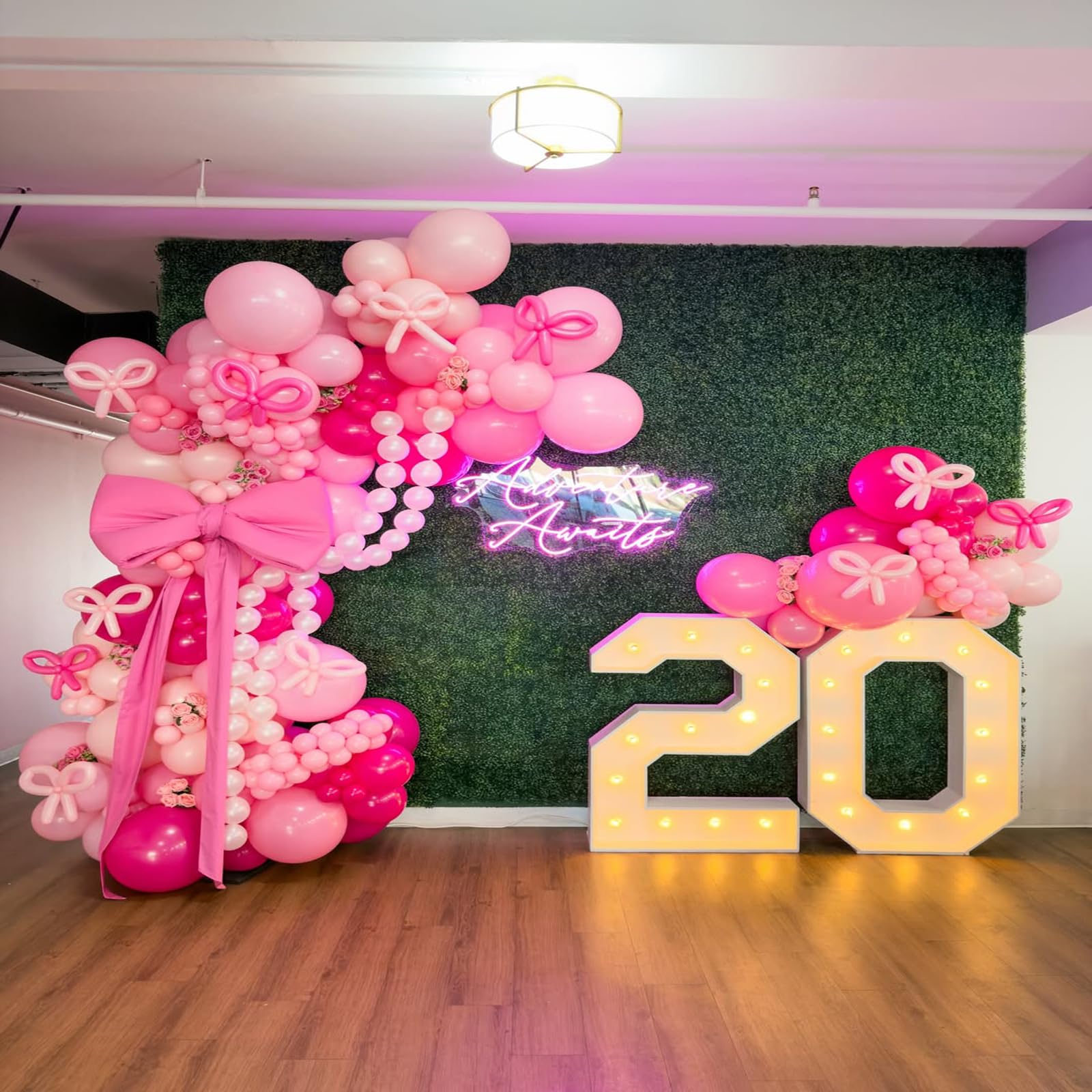 FQZYLCH birthday party decor inspiration with versatile pink balloon arch.