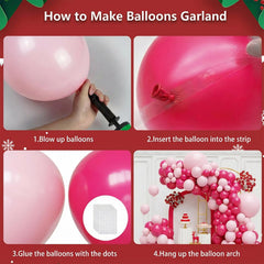 FQZYLCH pink matte balloons closeup shows sturdy shapes for long-lasting arches.