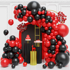 FQZYLCH red and black balloon arch kit for bold party decor