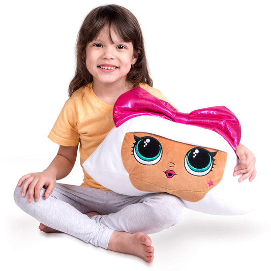 Franco LOL Surprise Diva cuddle pillow with vibrant character artwork and bow for bedtime.