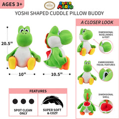 Franco Yoshi cuddle pillow with zippered pocket for storage.