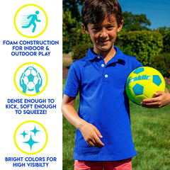 Soft foam construction of the Franklin Probrite mini foam soccer ball.