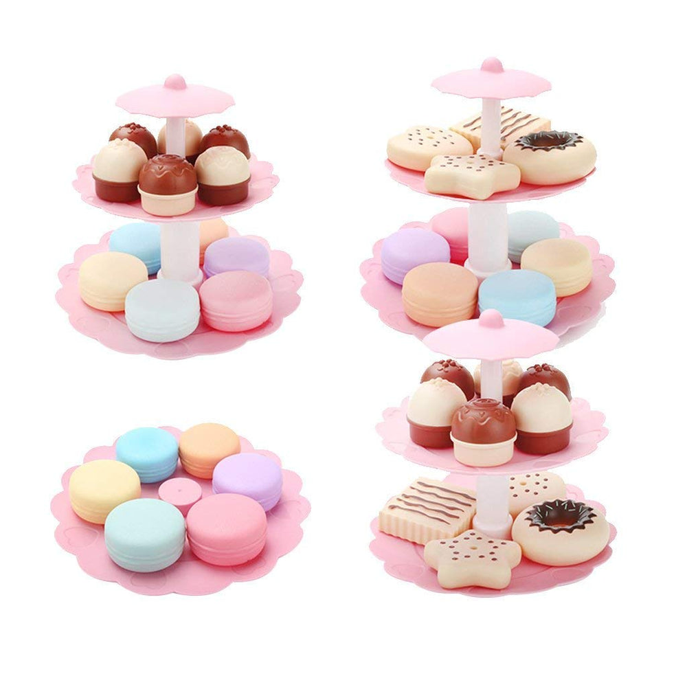 FRECI pretend play tower with colorful desserts for imaginative kitchen activity.
