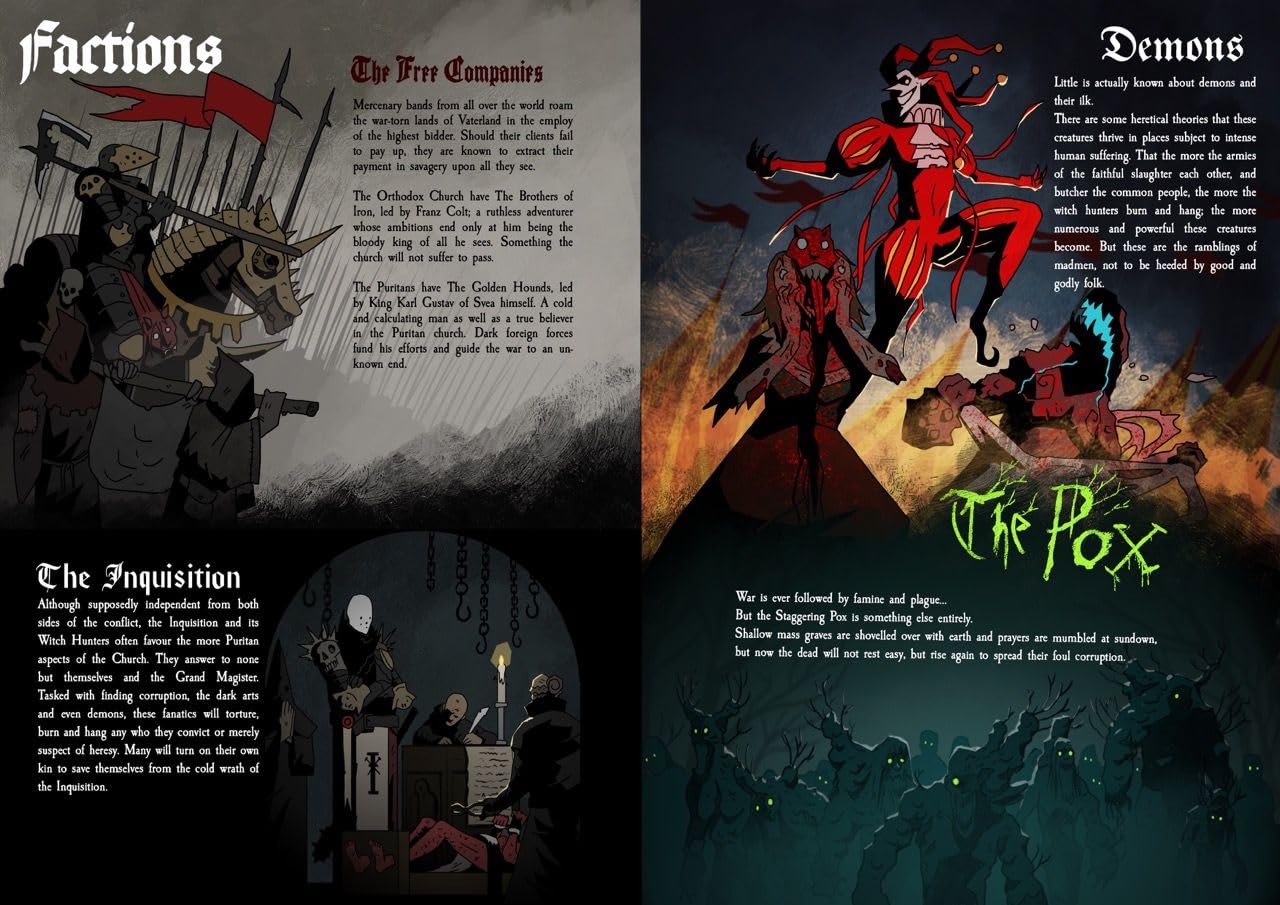 Free League Black Powder and Brimstone tabletop combat showcases MÖRK BORG-inspired feel.