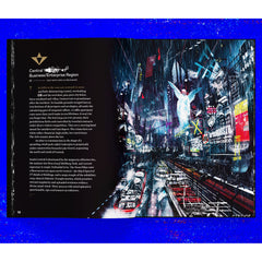Free League CY_BORG Core Rulebook megacity art evokes neon skyline ambience.
