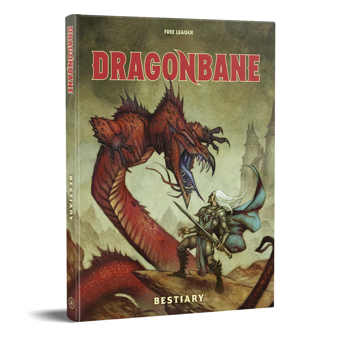 Free League Dragonbane Bestiary hardcover cover art enhances table presence.
