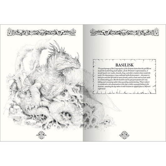 Free League Forbidden Lands Book of Beasts faux-leather binding, elegant grip for campaign nights.