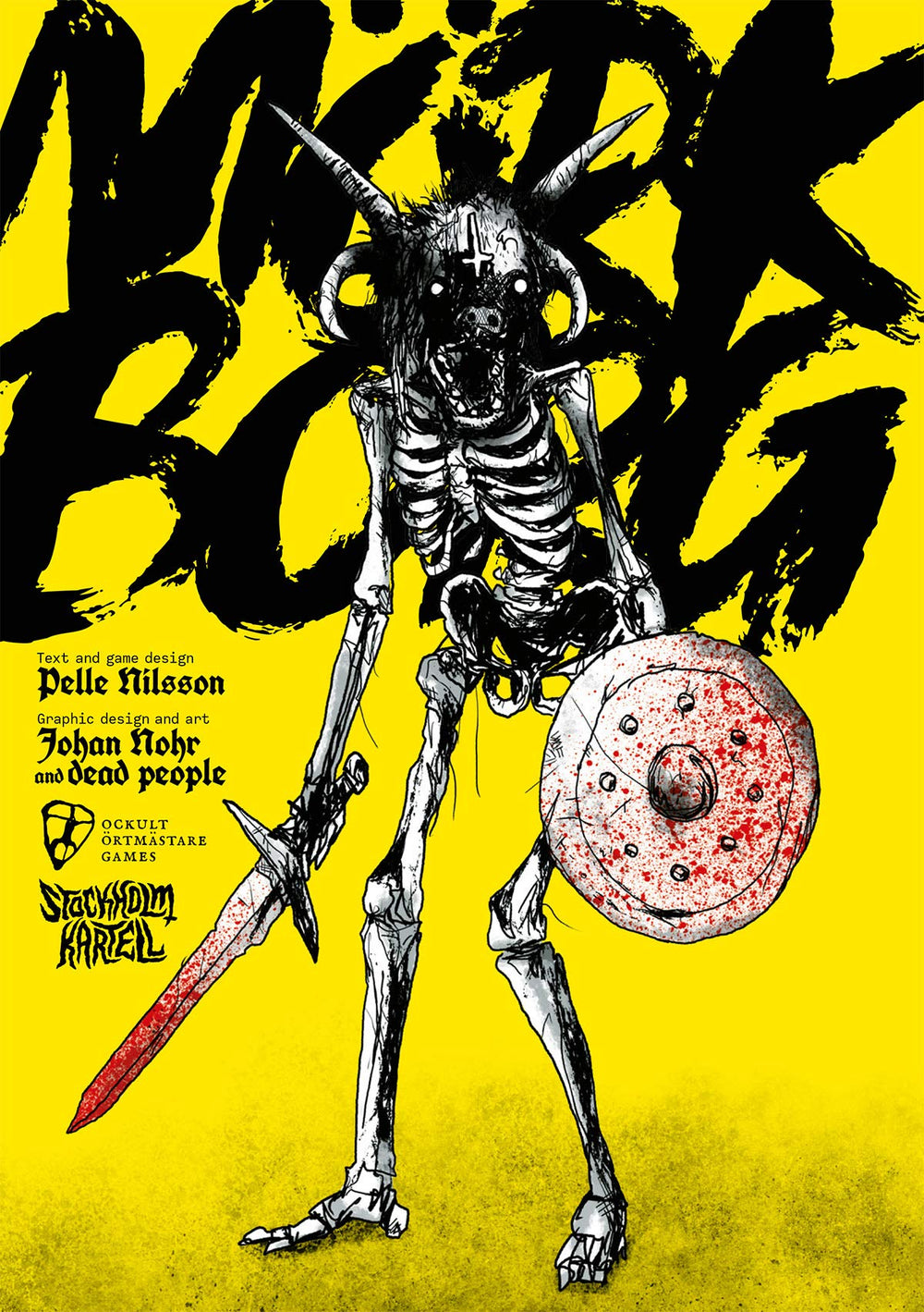Free League MÖRK BORG hardback full-color edition at-table with bold artwork.