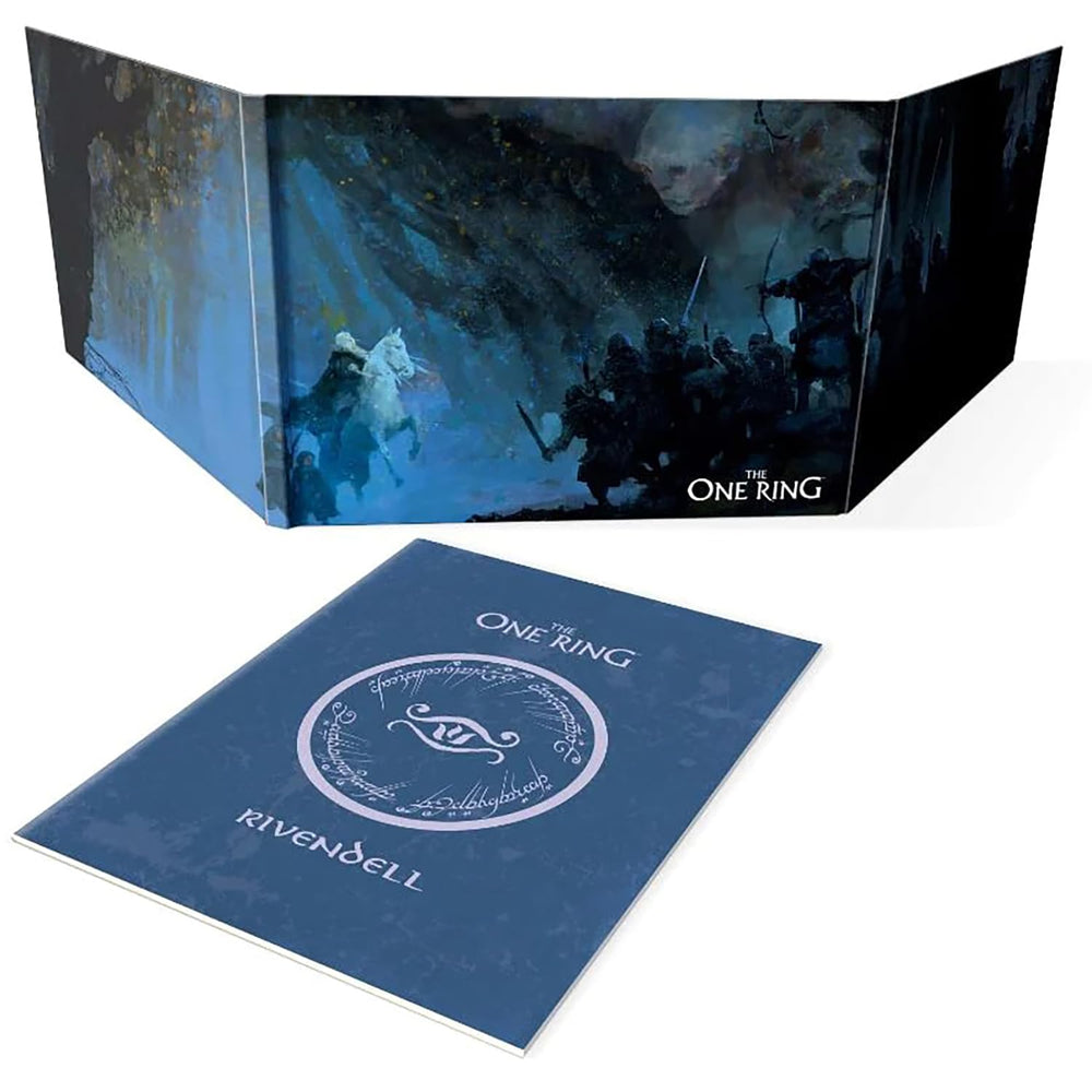 Free League The One Ring loremaster screen front cover with immersive art for gameplay ambience.