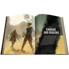 Free League Walking Dead Core Rules spine visible on shelf for quick access