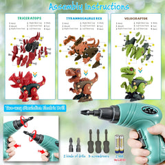FREE TO FLY electric drill for safe, engaging dino assembly.