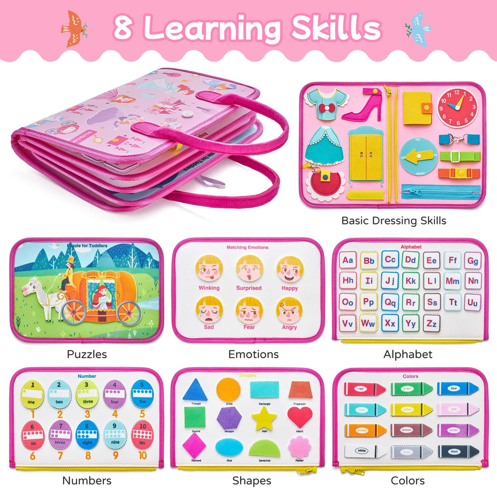 Freebear Busy Board alphabet panel supports early literacy on the go
