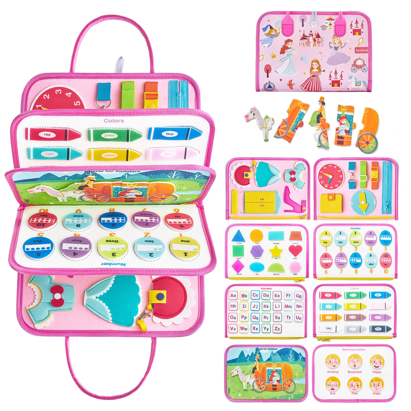 Freebear Busy Board puzzle for toddlers improves dexterity during travel