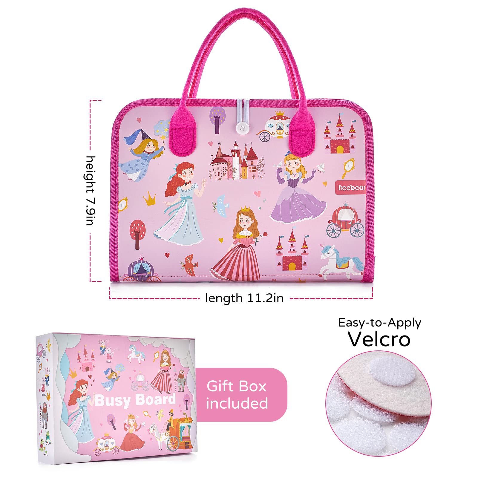 Freebear Busy Board travel bag design adds portability for families