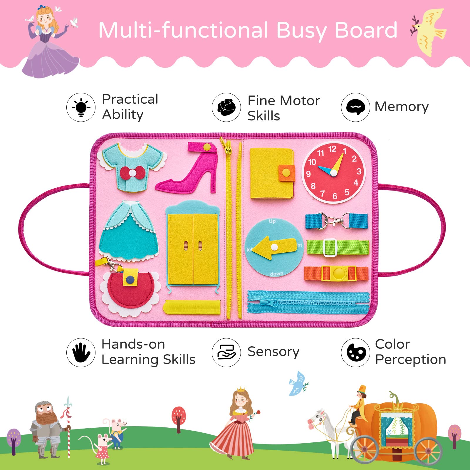 Freebear Busy Board zippers enhance grip and coordination in play