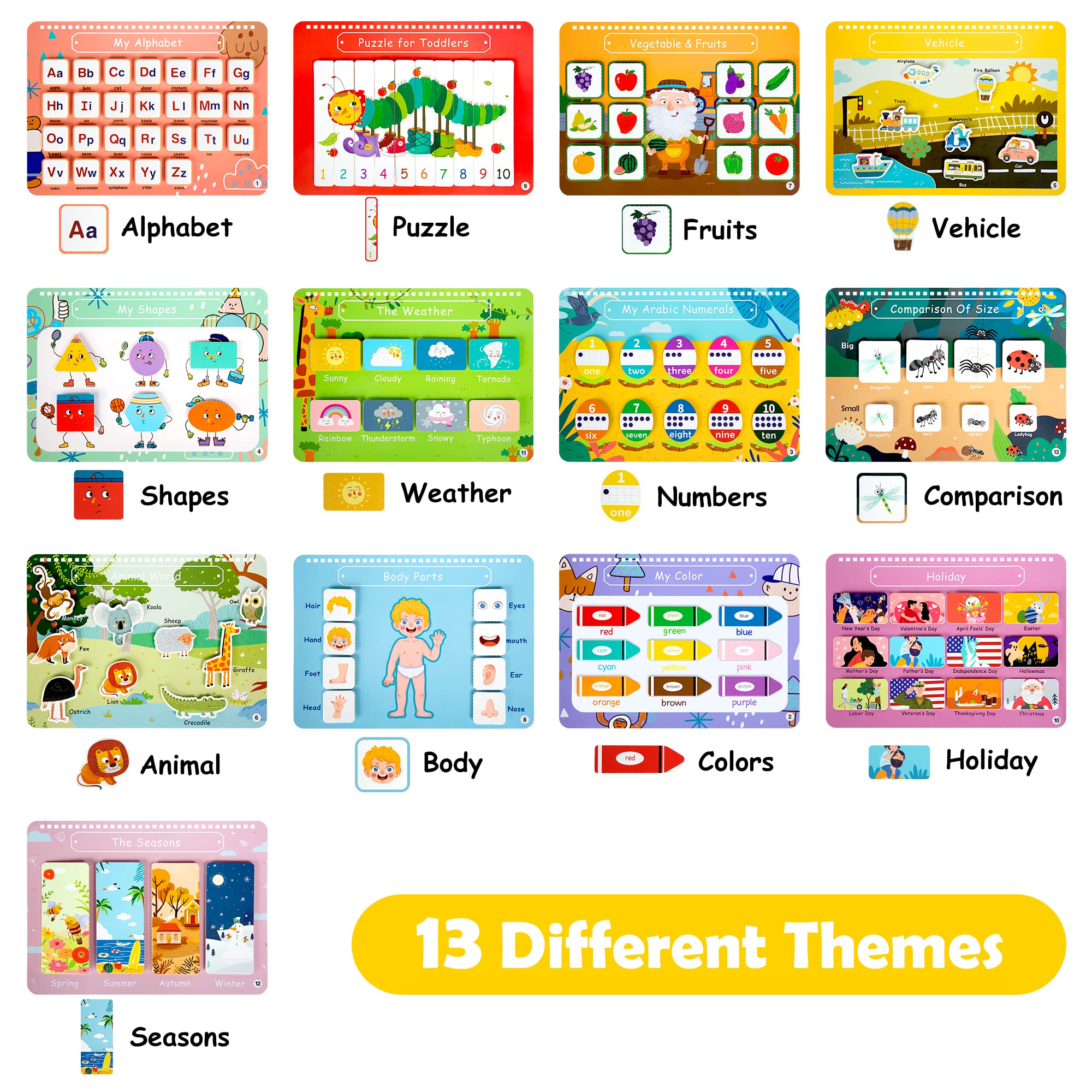 Freebear Busy Book Alphabet page introduces letters with tactile play to boost recognition.