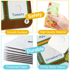 Freebear Busy Book Healthy Foods page encourages recognizing nutritious options during playtime.