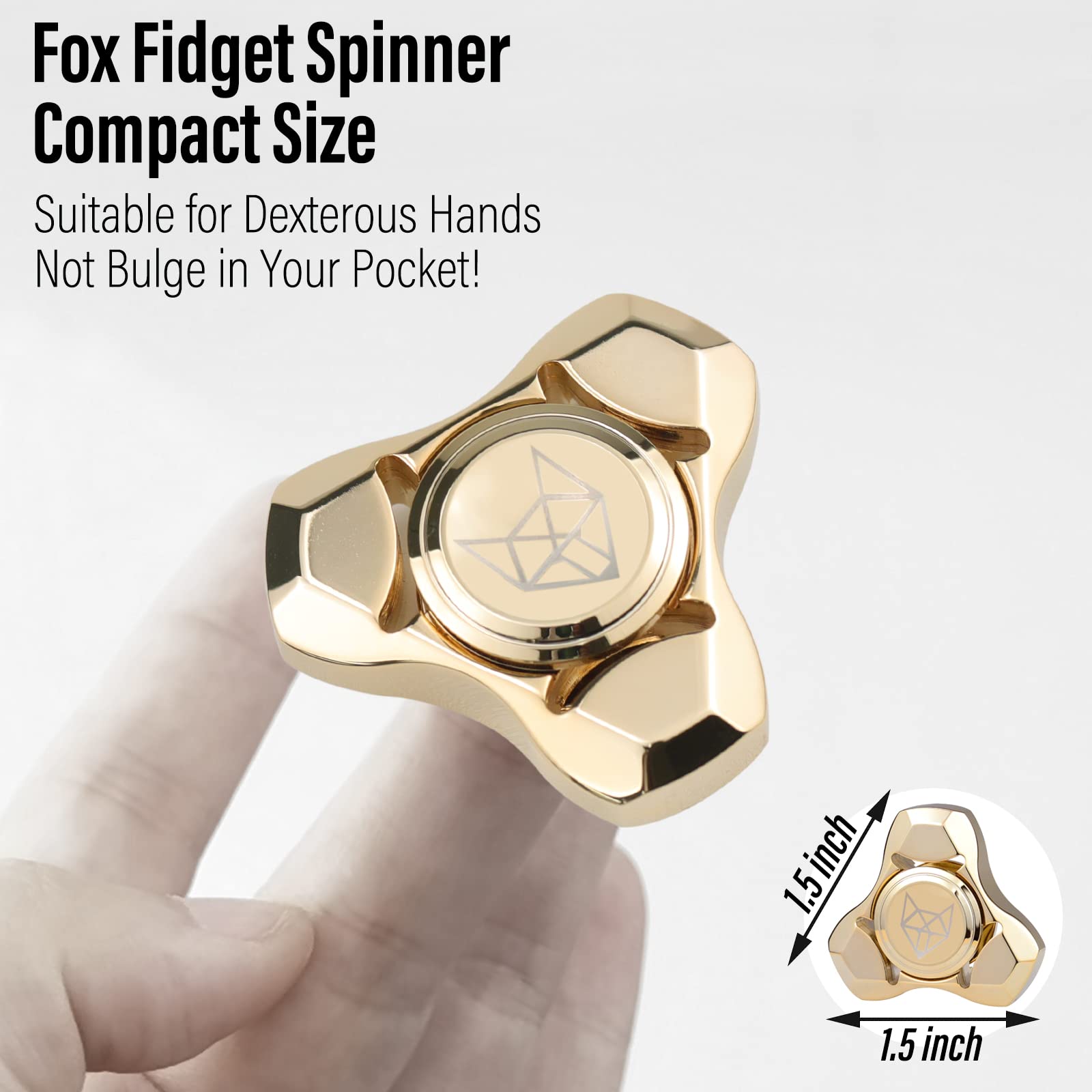 FREELOVE fox-inspired mini gyro gold close-up showing balanced spin