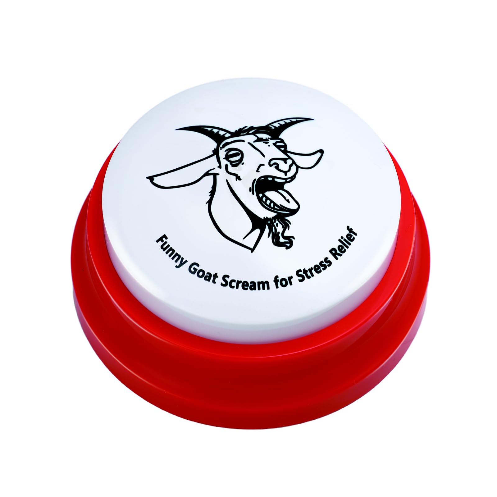Freetoes Screaming Goat Button on a clean desk ready for quick pranks