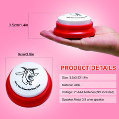 Close-up of the Freetoes Screaming Goat Button for easy desk pranks