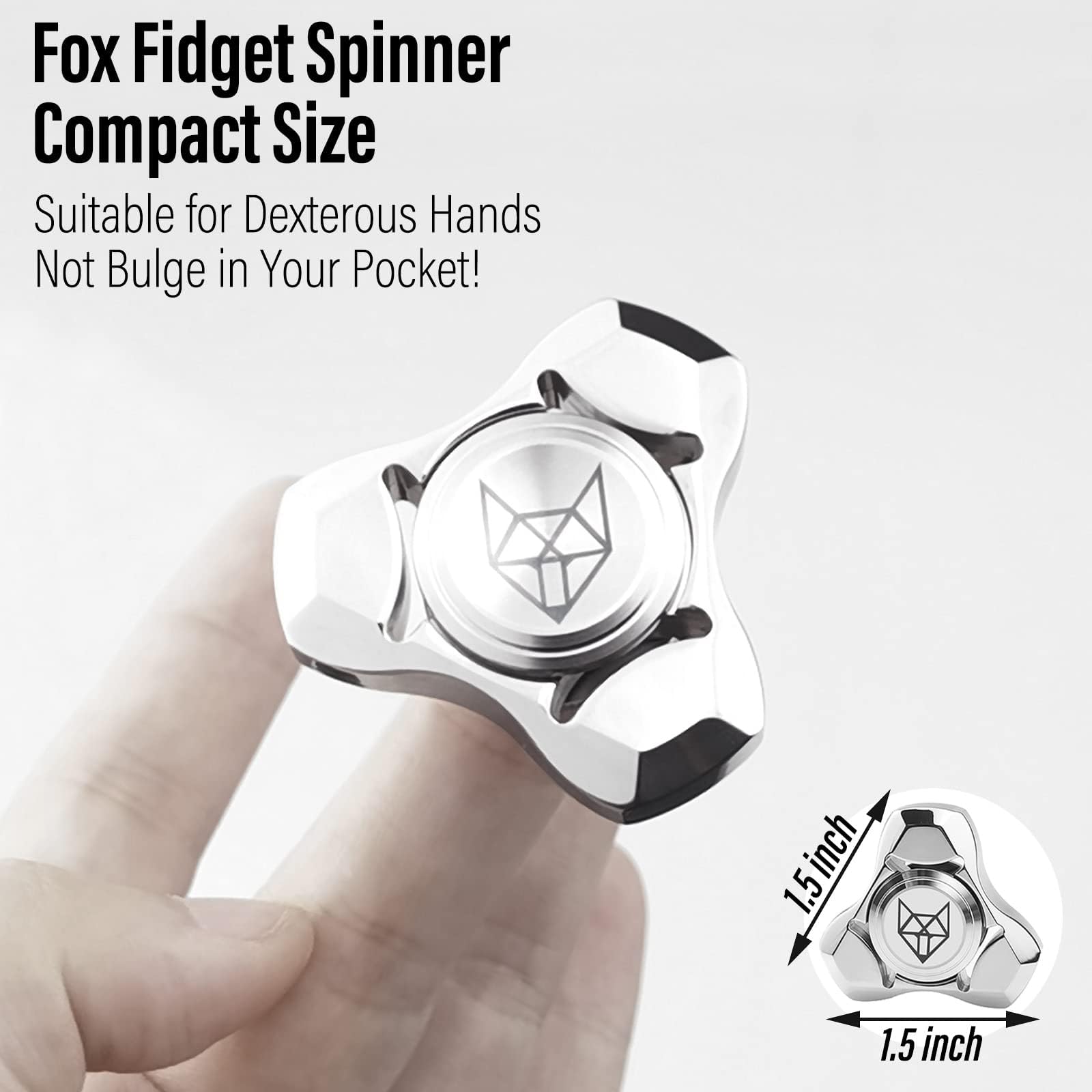 FREELOVE metal spinner on stainless-steel surface highlights premium build and long-lasting shine.