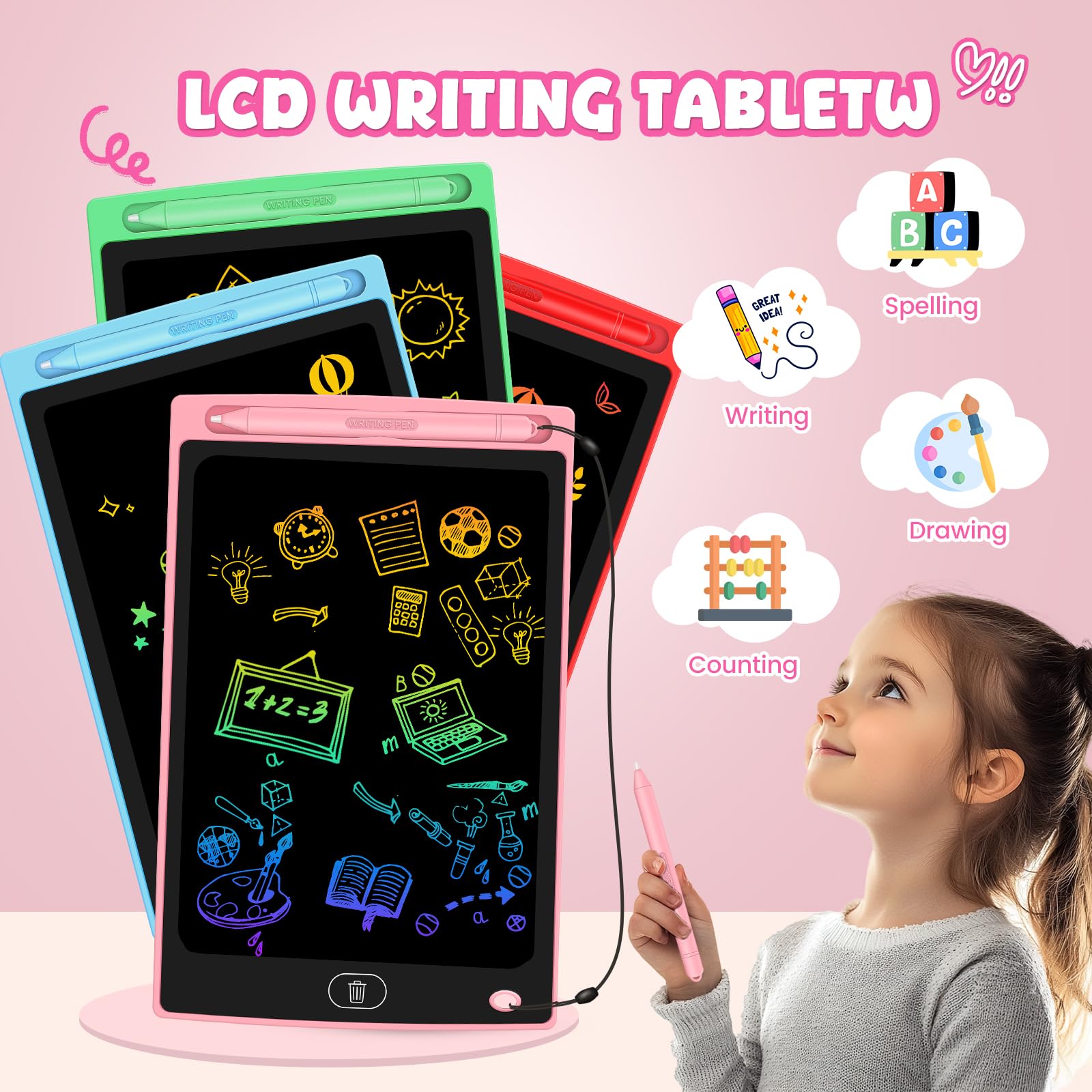 Frelswon 32-pack LCD tablet pink screen inspires imaginative play