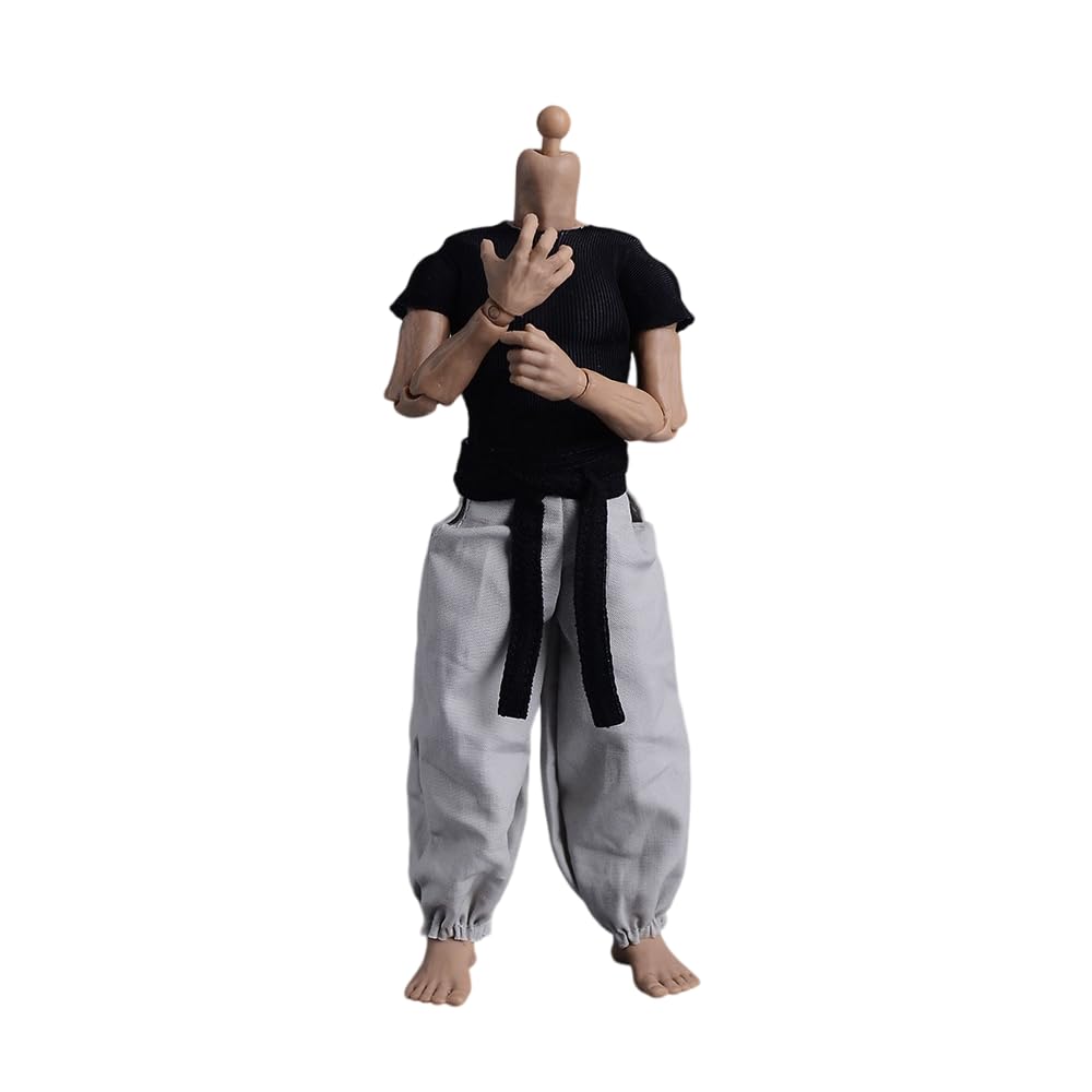 Fremego 1/12 scale black short-sleeve top for versatile figure displays
