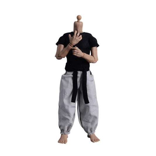 Fremego 1/12 scale black short-sleeve top for versatile figure displays