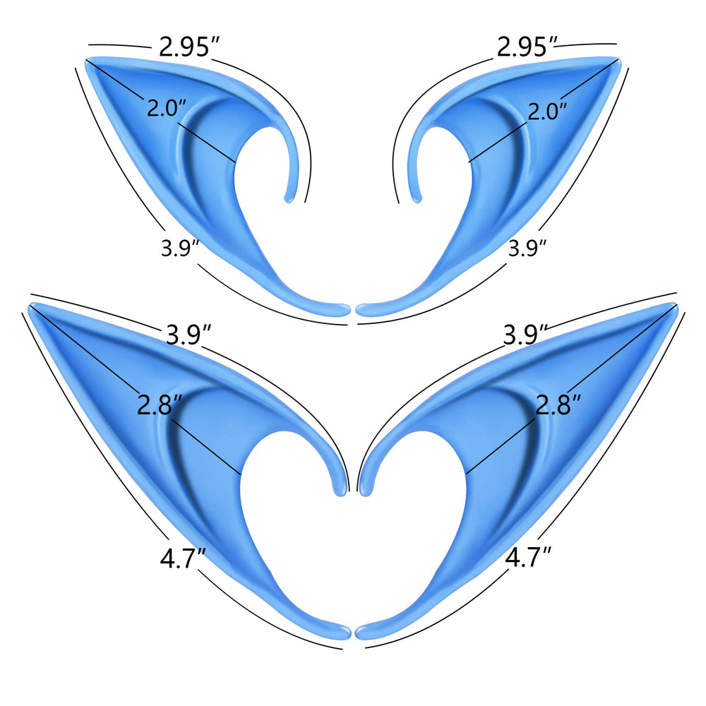 FRESHME blue pixie ears with secure fit when glued for durability