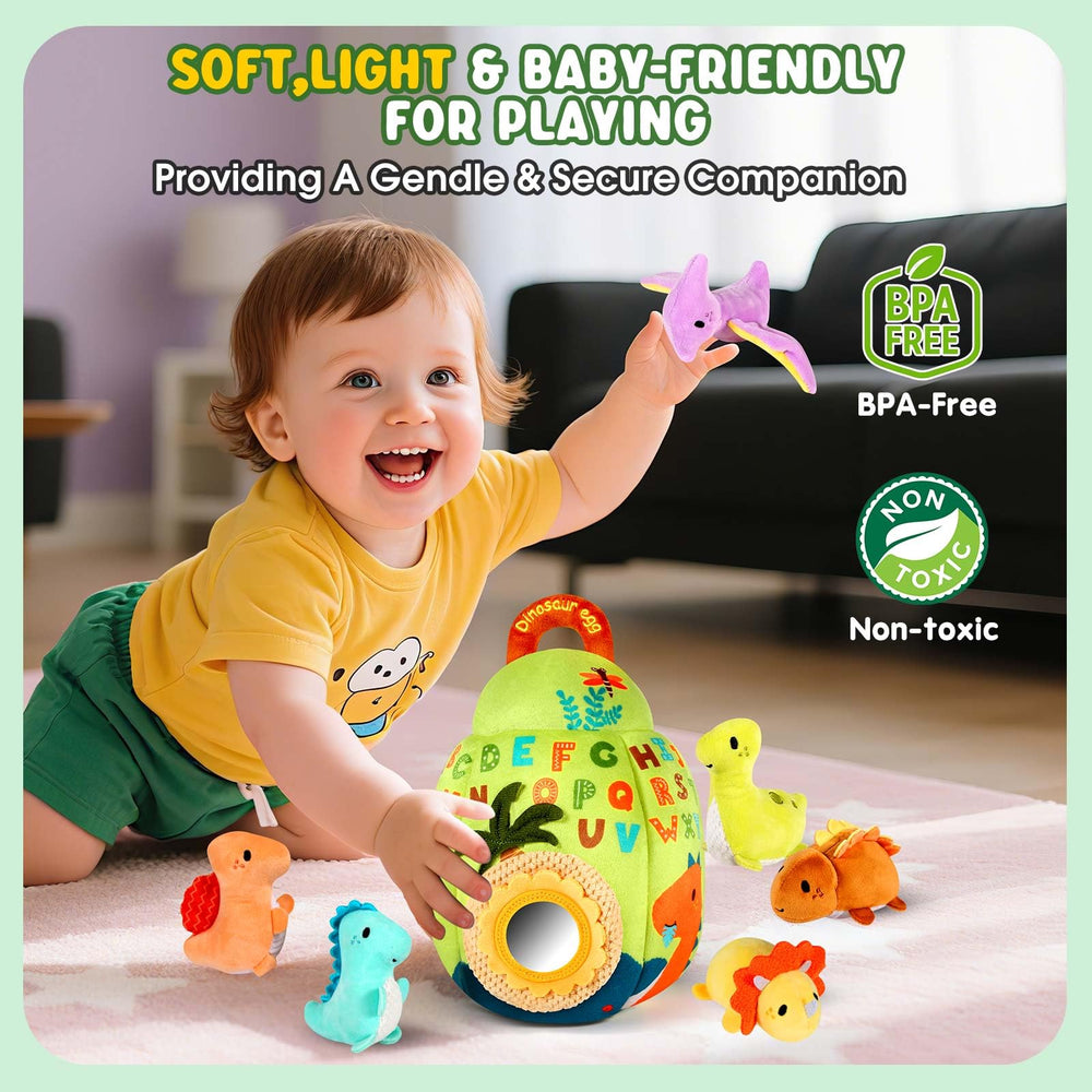 FREYBLI dinosaur egg toy crinkle surface encourages grasping and sensory engagement