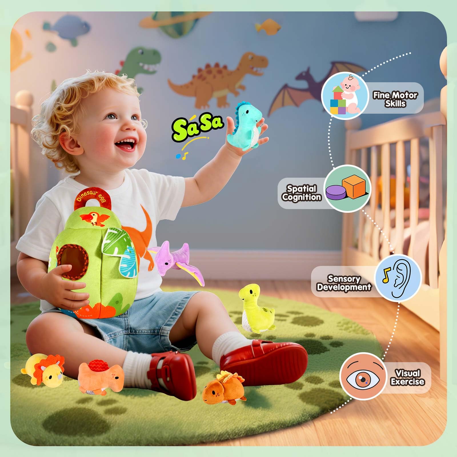FREYBLI dinosaur egg toy includes a mirror to spark self-awareness
