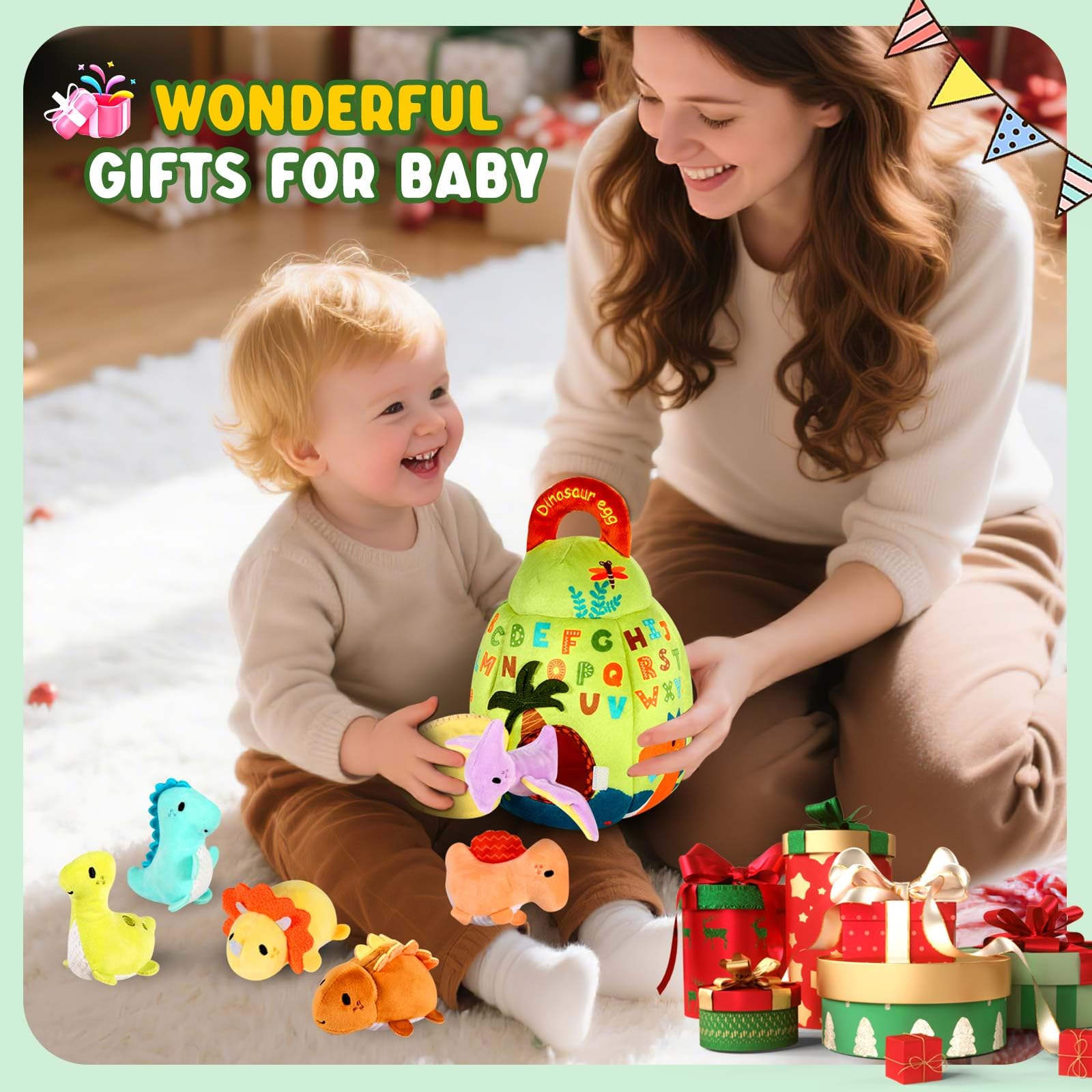 FREYBLI dinosaur egg toy openings invite fill-and-dump exploration