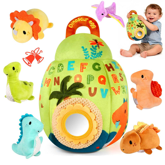 FREYBLI dinosaur egg toy with rattle for tactile exploration and auditory feedback