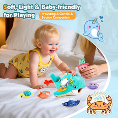 FREYBLI Ocean Adventure Rattle hidden chimes for sensory curiosity during play.