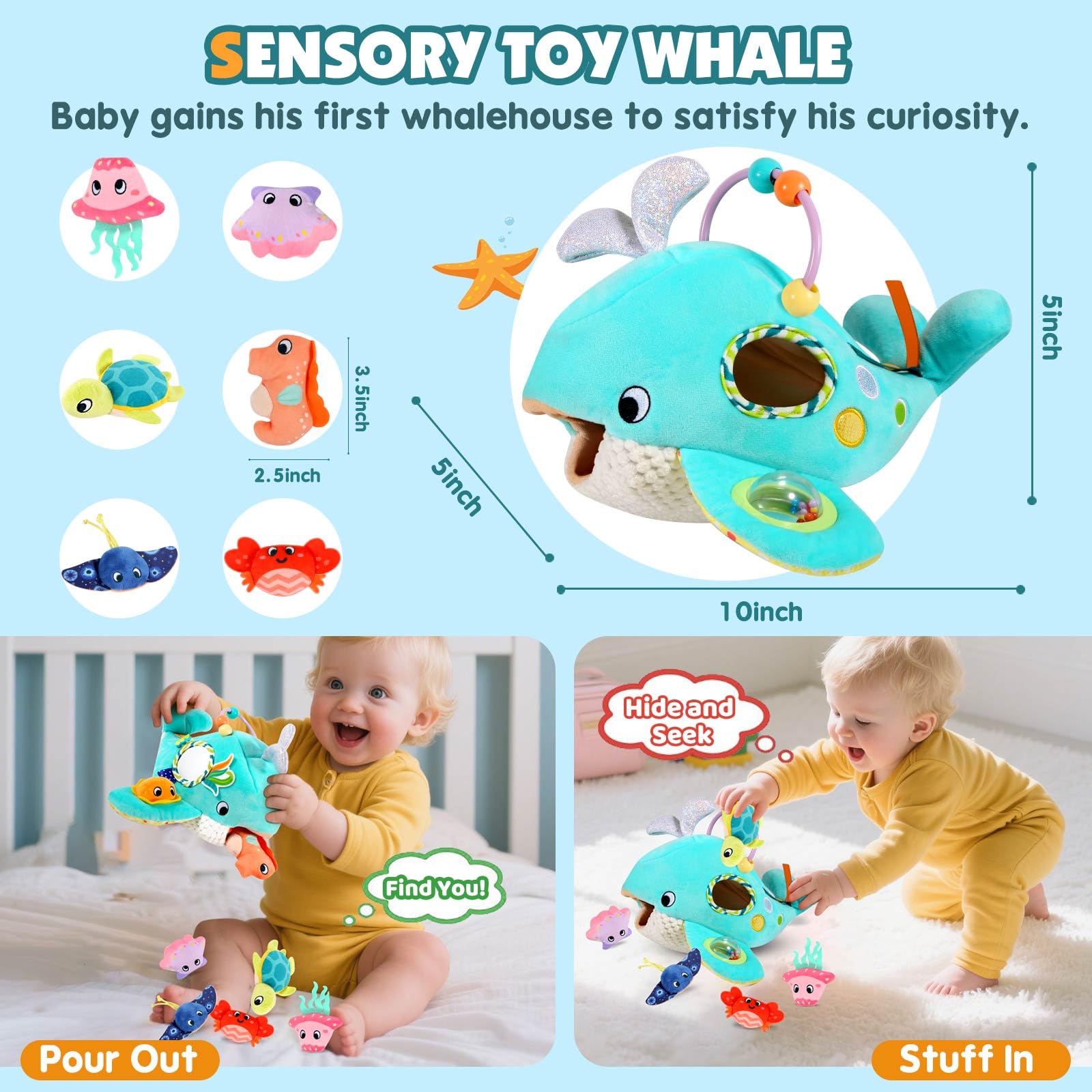 FREYBLI Ocean Adventure Whale belly view, peek inside and fill play.