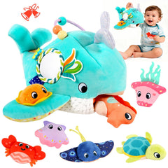 FREYBLI Ocean Adventure Whale toy with tactile textures for babies to explore.
