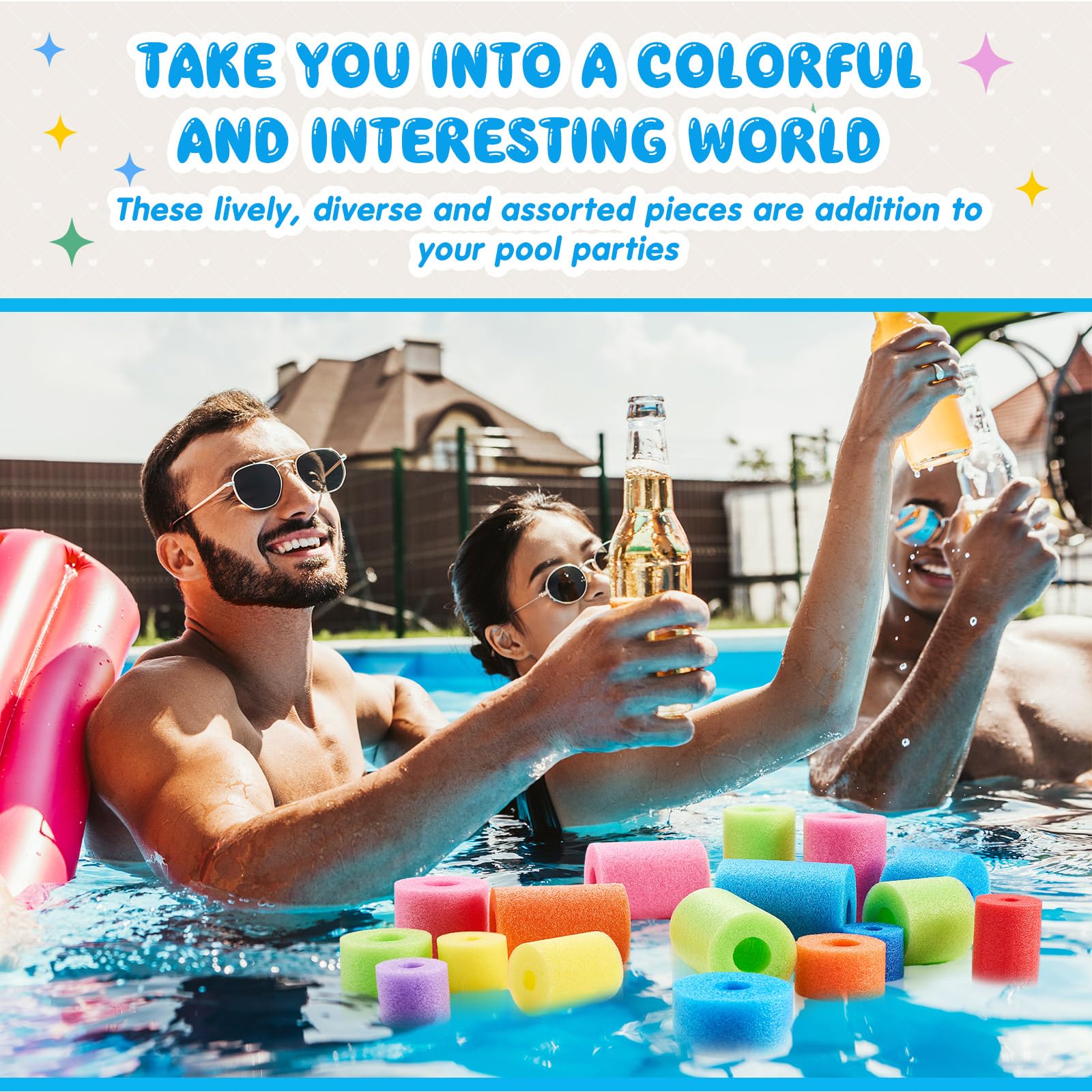 Frienda pool noodle bits as colorful craft materials for DIY projects