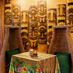 Frienda tropical plastic tablecloth offers sturdy protection and easy handling.