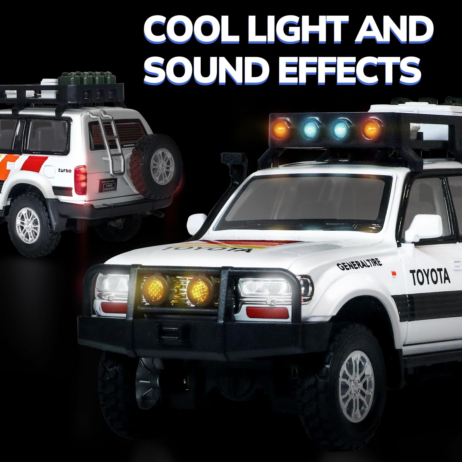 FRJV Land Cruiser LC80 model with opened doors and hood for interactive play