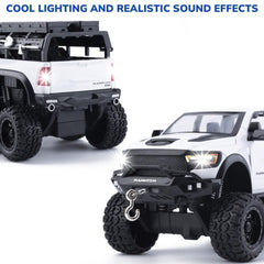 FRJV Mammoth 1/24 diecast pickup pull-back action demonstrates quick movement on clean surfaces.