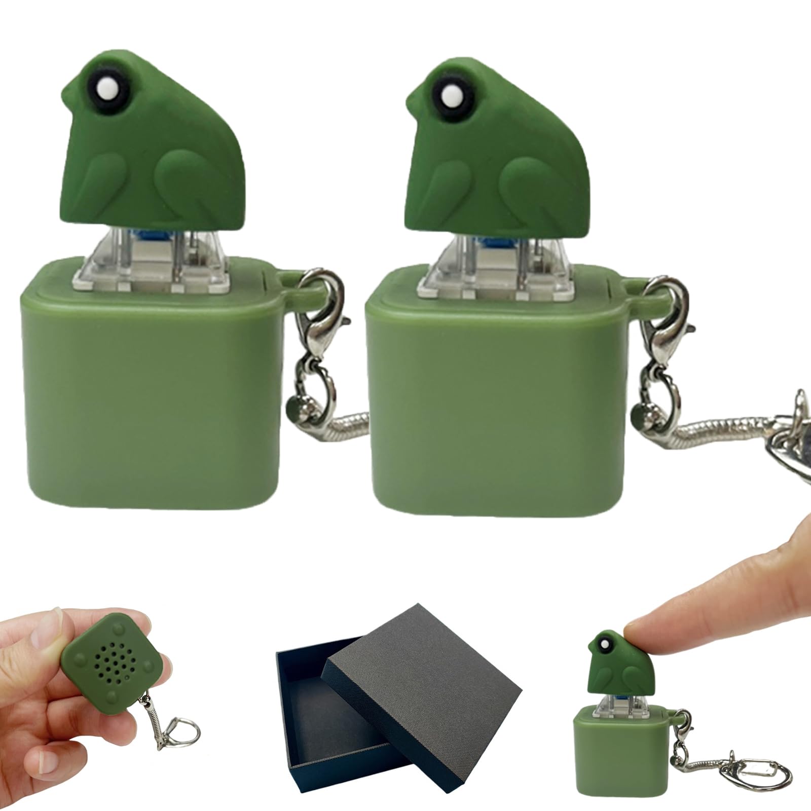Frog Croaking Keychain in bright yellow for playful stress relief.
