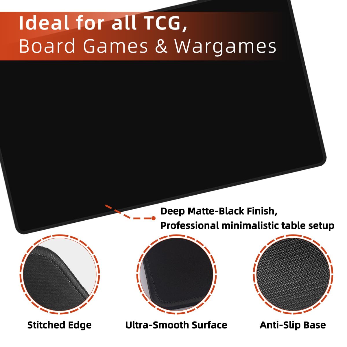 FROGIGO Classic Black Playmat non-slip base keeps cards and mats stable for focused play.