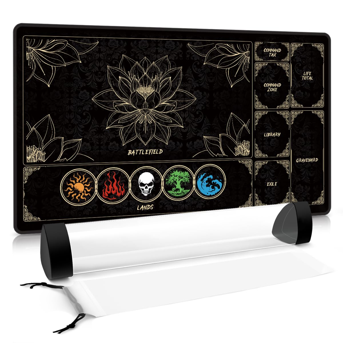 FROGIGO MTG playmat showing lotus-lands layout for organized card placement