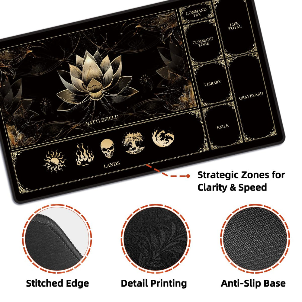 FROGIGO MTG playmat with stitched edges for durability.