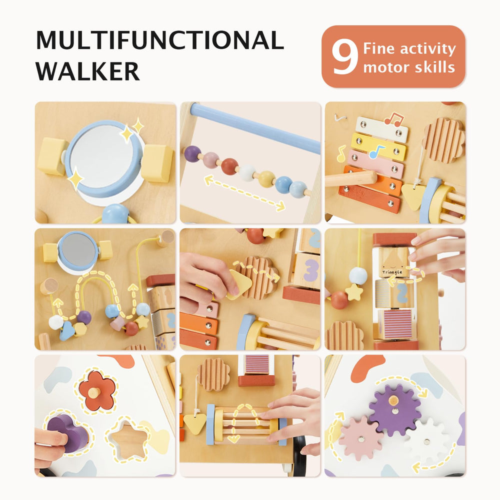Frogprin walker safety features including rubber wheels and safe materials.