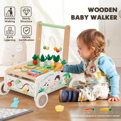 Frogprin wooden walker shape sorter to boost problem-solving during walking