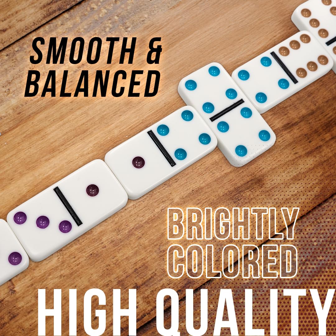 Front Porch Classics double-12 dominoes with color dots for easy readability