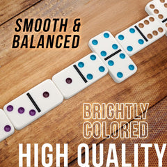 Front Porch Classics double-12 dominoes with color dots for easy readability