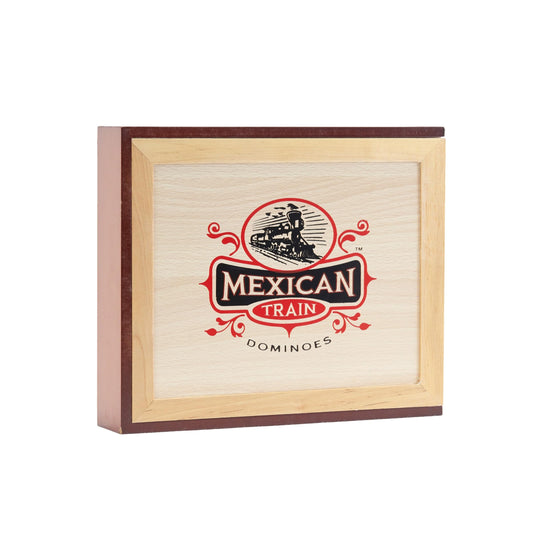 Front Porch Classics Mexican Train wood box for premium domino storage and display